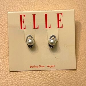 ELLE Pearl Stud Earrings, Brand New Sterling Silver 925
